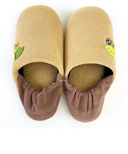 となりのトトロ スリッパ おさんぽネコバス ベージュ ルームシューズ 学校 ルーム用品
