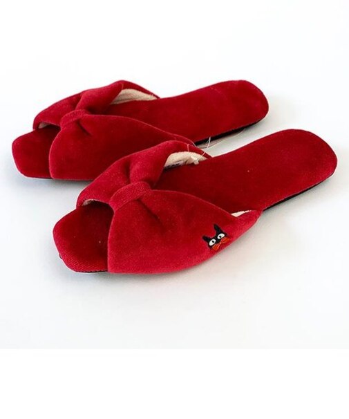 スタジオジブリ 魔女の宅急便 スリッパ キキとジジ レッド ルームシューズ 学校 ルーム用品