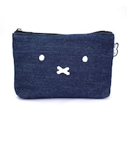 ミッフィー miffy 帆布ポーチ M フェイス 小物入れ デニムブルー