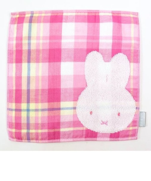 ミッフィー カラフルチェック ハンカチ ピンク タオルハンカチ タオル 学校 オフィス
