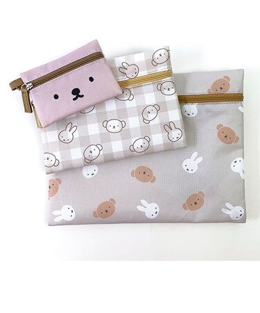 ミッフィー ボリス 3連 ポーチ 小物入れ 収納 片付け 学校 オフィス