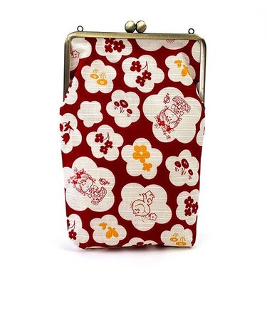 水森亜土 和柄シリーズ ご朱印帳ポーチ 赤 がま口 亜土ちゃん