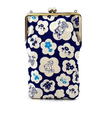 水森亜土 和柄シリーズ ご朱印帳ポーチ 青 がま口 亜土ちゃん