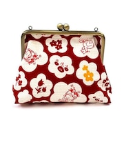 水森亜土 和柄シリーズ がま口ポーチ 赤 コスメポーチ 小物入れ 亜土ちゃん