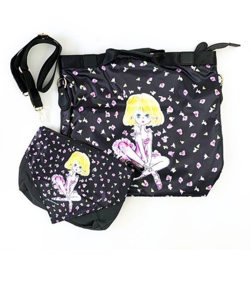 水森亜土 SAC スカーフ親子バッグ BK バレエ ショルダーバッグ ポーチ 亜土ちゃん