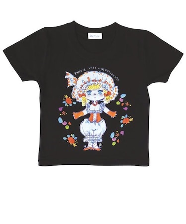 水森亜土 キッズTシャツ ハナ ブラック 100cm 亜土ちゃん
