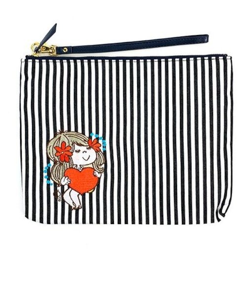 水森亜土  クラッチ ストライプ ハート パターンシリーズ 亜土ちゃん