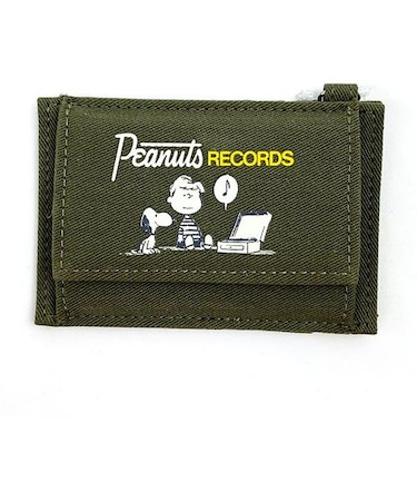 スヌーピー PEANUTS パス＆コインケース　GR　PEANATUS　RECORDS 定期入れ グリーン