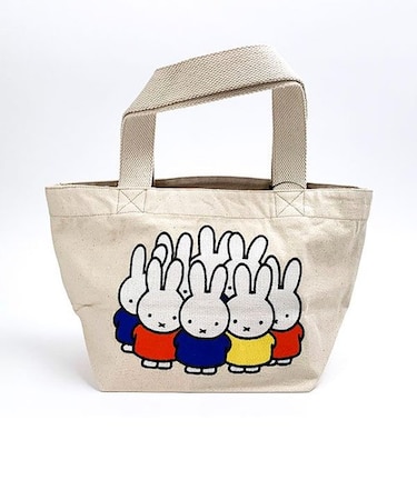ミッフィー  刺繍ミッフィーがいっぱい ランチトート ホワイト  インド製