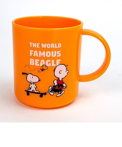スヌーピー PEANUTS プラスチックマグ SKATEBOARD オレンジ コップ
