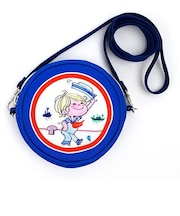 水森亜土 2way ラウンドポーチ 昭和レトロシリーズ マリン ブルー 亜土ちゃん