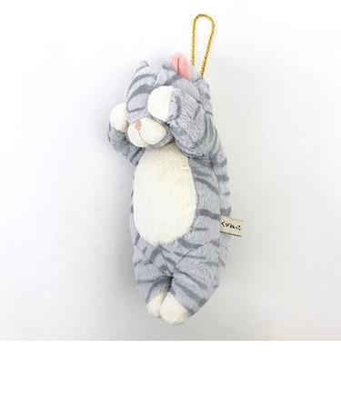 くびねっこ パスケース サバトラ グレー 定期入れ 通勤通学 ぬいぐるみ