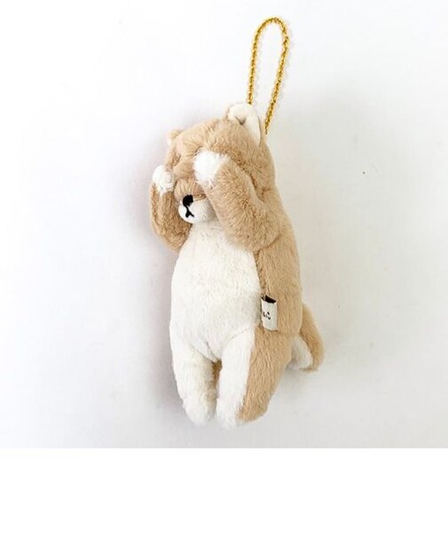 くびねっこ リールマスコット シバイヌ ベージュ ぬいぐるみ キーホルダー