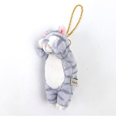 くびねっこ リールマスコット サバトラ グレー ぬいぐるみ キーホルダー