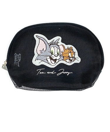 トムとジェリー ティッシュポーチ メッシュ BK 小物入れ ブラック