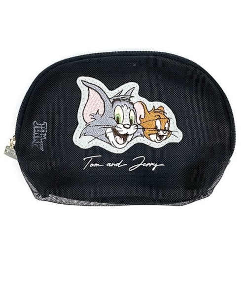 トムとジェリー ティッシュポーチ メッシュ BK 小物入れ ブラック