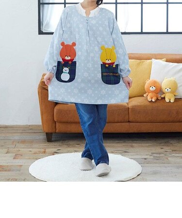 くまのがっこう がんばれ!ルルロロ スノープリントカッポーギ 割烹着 エプロン 家事 料理 保育園 幼稚園