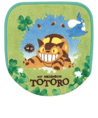 となりのトトロ ネコバス 兼用フタ＜1＞ＧＲ　アオゾラドングリ トイレフタカバー グリーン 　 日本製