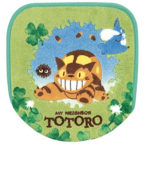 となりのトトロ ネコバス 兼用フタ＜1＞ＧＲ　アオゾラドングリ トイレフタカバー グリーン 　 日本製