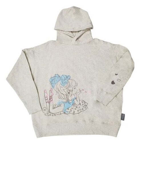 水森亜土 リラックスパーカー スエットパーカー リボン ライトグレー