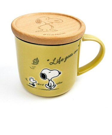 スヌーピー コースター付 マグ イエロー マグカップ ランチ ティータイム ギフト