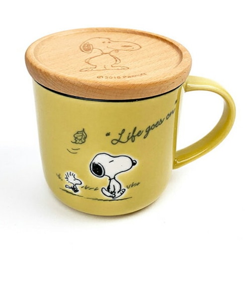 スヌーピー コースター付 マグ イエロー マグカップ ランチ ティータイム ギフト