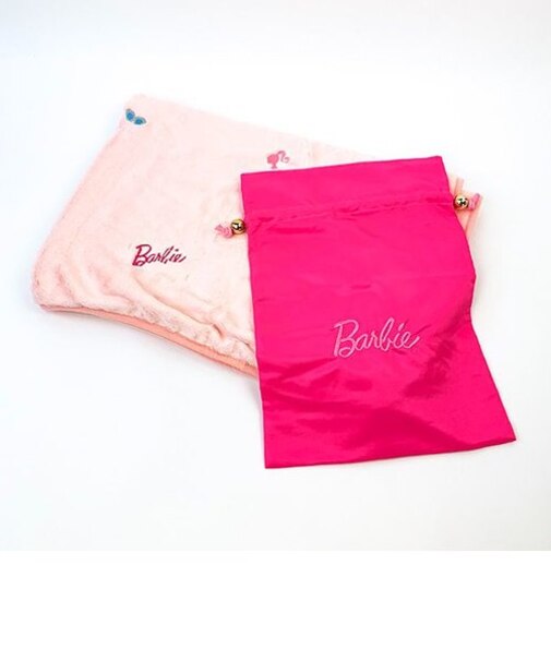 Barbie 巾着付き ブランケット PK バービー インテリア リラックス