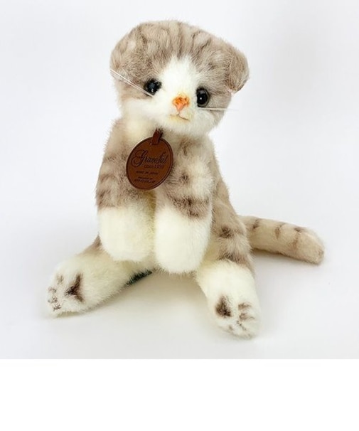 スコティッシュ猫 座り ぬいぐるみブラウン グレイフル インテリア用品日本製 　 　