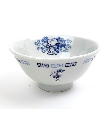 スヌーピー 中華スープ椀 ブルーフラワー 汁椀 食器 日本製 ホワイト