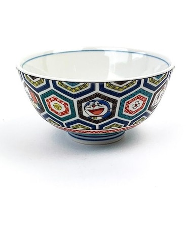 ドラえもん 九谷焼 茶碗 古九谷風 亀甲 食器 コラボ 日本製 ブルー