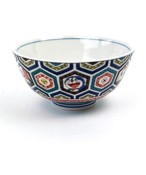 ドラえもん 九谷焼 茶碗 古九谷風 亀甲 食器 コラボ 日本製 ブルー