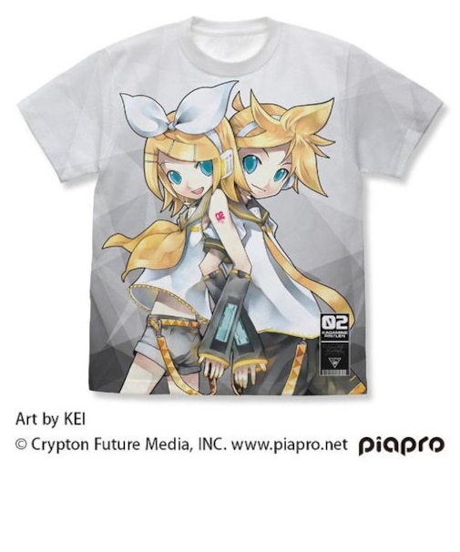鏡音リン・レン フルグラフィック  Tシャツ ホワイト Sサイズ