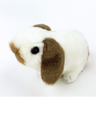 ロップイヤーうさぎ　 ブロークン りくのなかま ぬいぐるみ 白　茶耳 吉徳