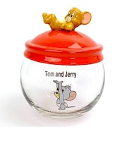 トムとジェリー キャンディポット ジェリー＆タフィー 保存容器 小物入れ インテリア キッチン レッド
