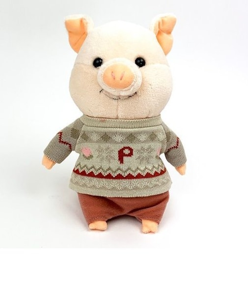 ぷーとん ぬいぐるみ Sサイズ 柄入りニット インテリア ベージュ