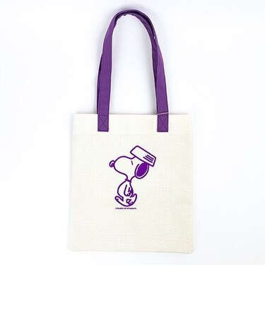 スヌーピー フラット トートバック パープル バッグ お稽古 学校 オフィス