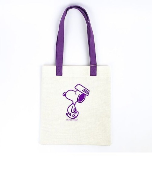 スヌーピー フラット トートバック パープル バッグ お稽古 学校 オフィス