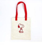 スヌーピー フラット トートバック レッド バッグ お稽古 学校 オフィス