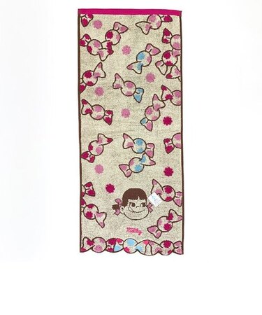 ペコちゃん フェイスタオル Peko&Poko キャンディいっぱい 長タオル ぺこ ピンク