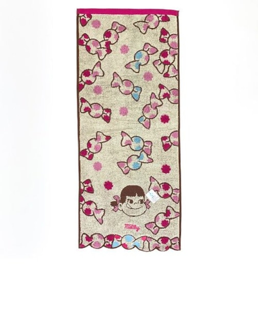 ペコちゃん フェイスタオル Peko&Poko キャンディいっぱい 長タオル ぺこ ピンク