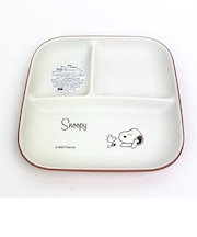 スヌーピー 木目調 スクエア ワンプレート L リラックス ブラウン プレート 皿 ランチ キッチン ベビー キッズ