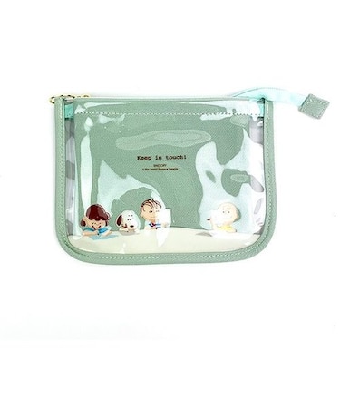 スヌーピー レイヤーポーチ Keep In Touch ライトブルー クリア 小物入れ