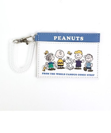 スヌーピー シングルパスケース フレンズ 定期入れ ホワイト ブルー SNOPPY