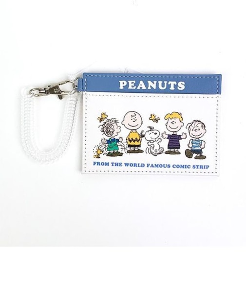 スヌーピー シングルパスケース フレンズ 定期入れ ホワイト ブルー SNOPPY