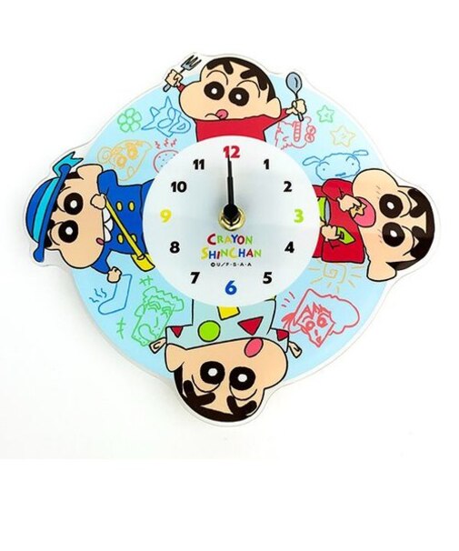 クレヨンしんちゃん アクリル壁掛け時計 ファミリー インテリア
