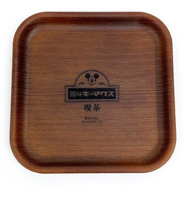 ディズニー 木目コースター ミッキーマウス 喫茶 ミッキー グラスマット ブラウン 日本製