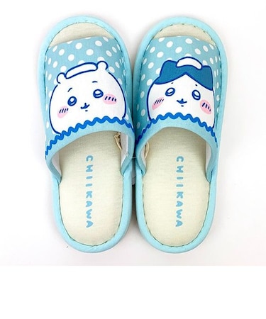 ちいかわ オープン スリッパ Ｍサイズ 23～25cm ブルー ルームシューズ