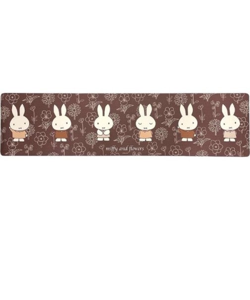 ミッフィー miffy ラインアート ロングマット Dick Bruna キッチン ブラウン