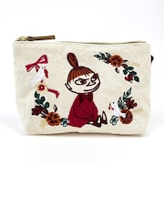 ムーミン フラワーギフトナチュラル刺繍帆布 ポーチ 小物入れ (M)
