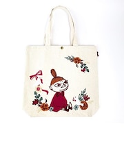 ムーミン フラワーギフトナチュラル刺繍帆布 トートバッグ 手提げ 約14リッター